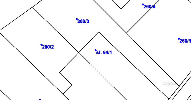 Parcela st. 64/1 v KÚ Zvěstovice, Katastrální mapa