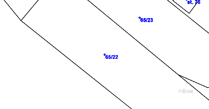 Parcela st. 65/22 v KÚ Zvěstovice, Katastrální mapa