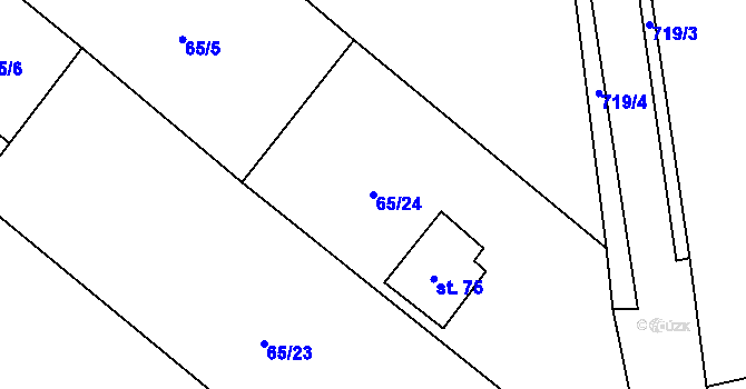 Parcela st. 65/24 v KÚ Zvěstovice, Katastrální mapa