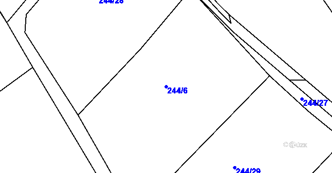 Parcela st. 244/6 v KÚ Zvěstovice, Katastrální mapa