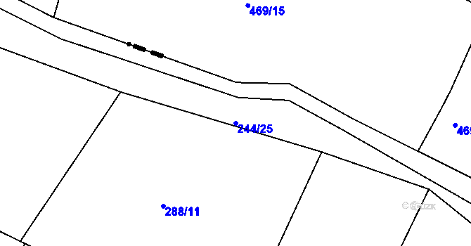 Parcela st. 244/25 v KÚ Zvěstovice, Katastrální mapa