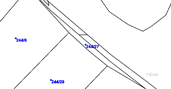 Parcela st. 244/27 v KÚ Zvěstovice, Katastrální mapa