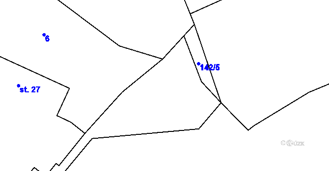 Parcela st. 142/4 v KÚ Zvěstovice, Katastrální mapa