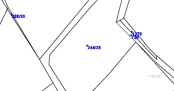 Parcela st. 244/28 v KÚ Zvěstovice, Katastrální mapa