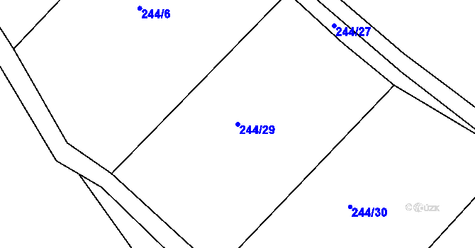 Parcela st. 244/29 v KÚ Zvěstovice, Katastrální mapa