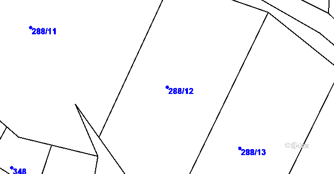 Parcela st. 288/12 v KÚ Zvěstovice, Katastrální mapa