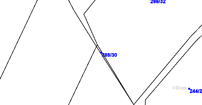 Parcela st. 288/30 v KÚ Zvěstovice, Katastrální mapa