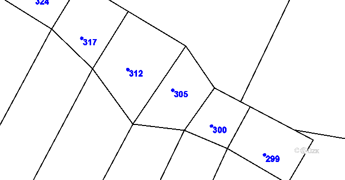Parcela st. 305 v KÚ Zvěstovice, Katastrální mapa