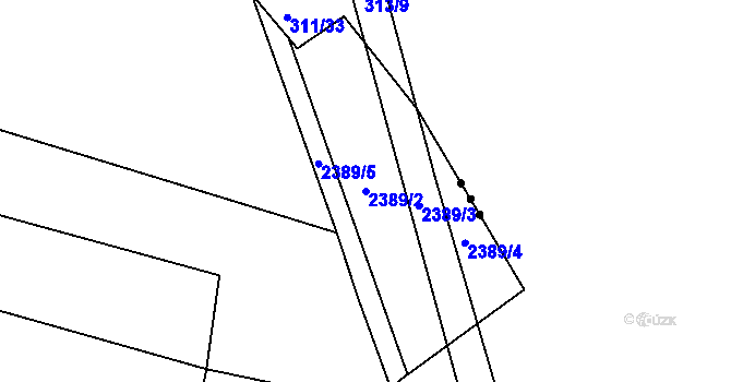 Parcela st. 2389/2 v KÚ Hvozdec u Lišova, Katastrální mapa