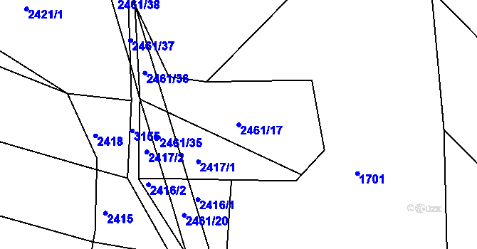Parcela st. 2461/17 v KÚ Hvozdec u Lišova, Katastrální mapa