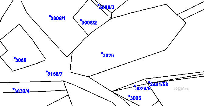 Parcela st. 3026 v KÚ Hvozdec u Lišova, Katastrální mapa