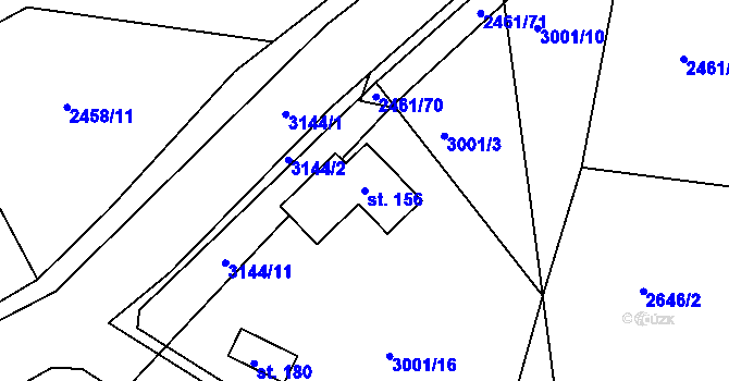 Parcela st. 156 v KÚ Hvozdec u Lišova, Katastrální mapa