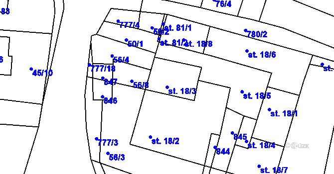 Parcela st. 18/3 v KÚ Vlkovice, Katastrální mapa