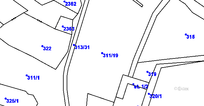 Parcela st. 311/19 v KÚ Vlkovice, Katastrální mapa