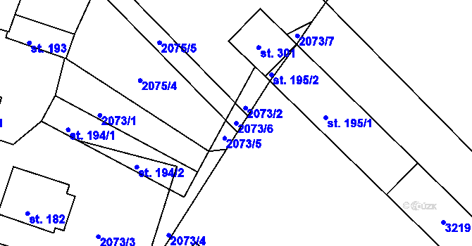 Parcela st. 2073/6 v KÚ Zvíkov u Lišova, Katastrální mapa