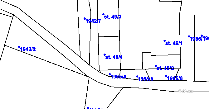 Parcela st. 49/4 v KÚ Zvíkov u Lišova, Katastrální mapa