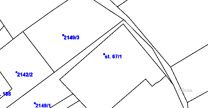 Parcela st. 67/1 v KÚ Zvíkov u Lišova, Katastrální mapa