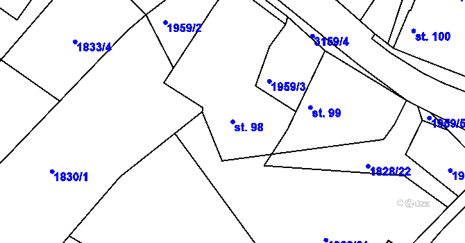 Parcela st. 98 v KÚ Zvíkov u Lišova, Katastrální mapa