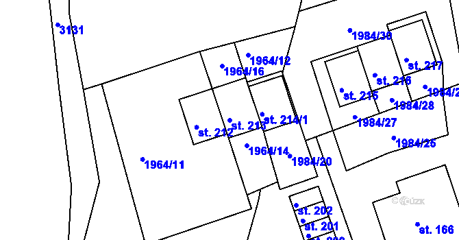 Parcela st. 213 v KÚ Zvíkov u Lišova, Katastrální mapa