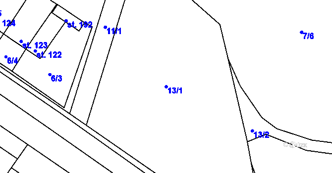 Parcela st. 13/1 v KÚ Zvíkov u Lišova, Katastrální mapa