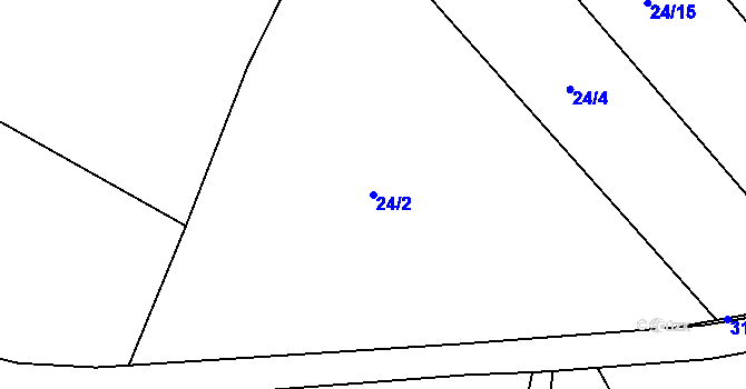Parcela st. 24/2 v KÚ Zvíkov u Lišova, Katastrální mapa