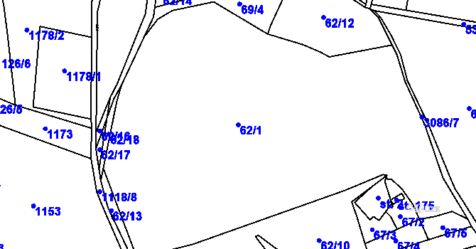 Parcela st. 62/1 v KÚ Zvíkov u Lišova, Katastrální mapa
