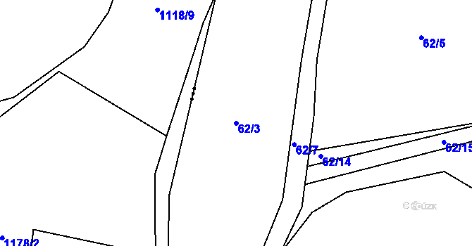 Parcela st. 62/3 v KÚ Zvíkov u Lišova, Katastrální mapa
