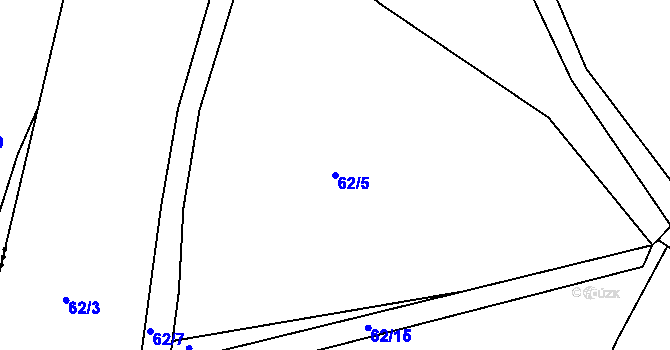 Parcela st. 62/5 v KÚ Zvíkov u Lišova, Katastrální mapa
