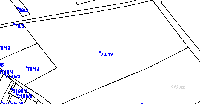 Parcela st. 70/12 v KÚ Zvíkov u Lišova, Katastrální mapa