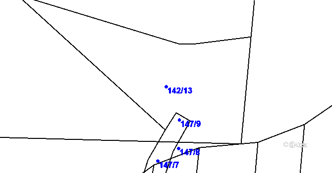 Parcela st. 142/13 v KÚ Zvíkov u Lišova, Katastrální mapa