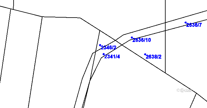 Parcela st. 2341/4 v KÚ Zvíkov u Lišova, Katastrální mapa