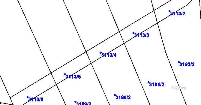 Parcela st. 3113/4 v KÚ Zvíkov u Lišova, Katastrální mapa