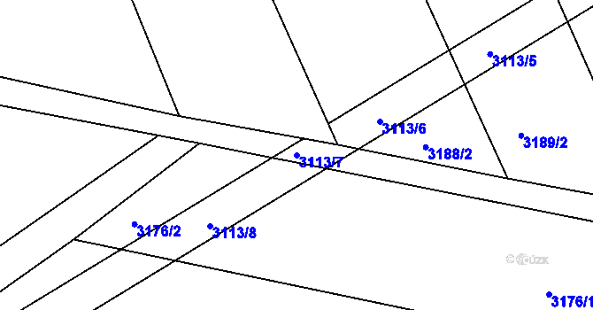 Parcela st. 3113/7 v KÚ Zvíkov u Lišova, Katastrální mapa