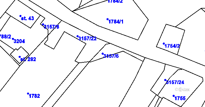 Parcela st. 3157/6 v KÚ Zvíkov u Lišova, Katastrální mapa