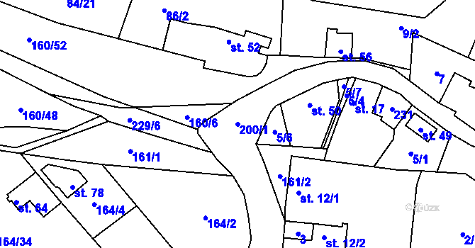 Parcela st. 200/1 v KÚ Zvíkov nad Bystřicí, Katastrální mapa