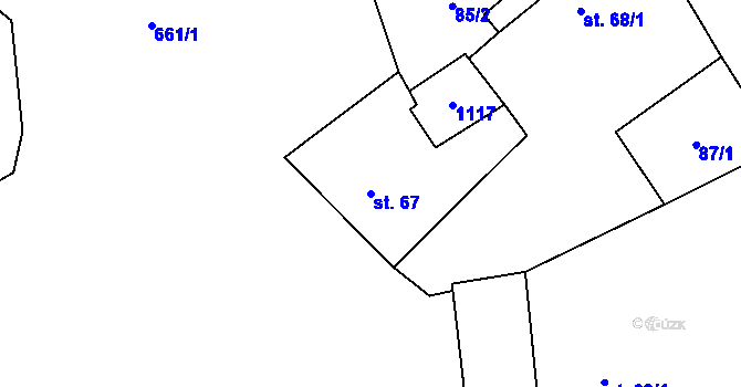 Parcela st. 67 v KÚ Zvíkovec, Katastrální mapa