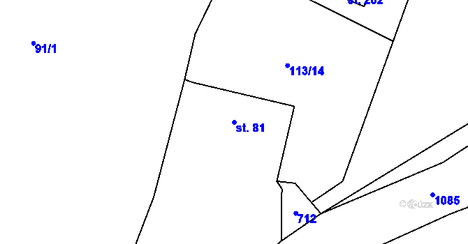 Parcela st. 81 v KÚ Zvíkovec, Katastrální mapa