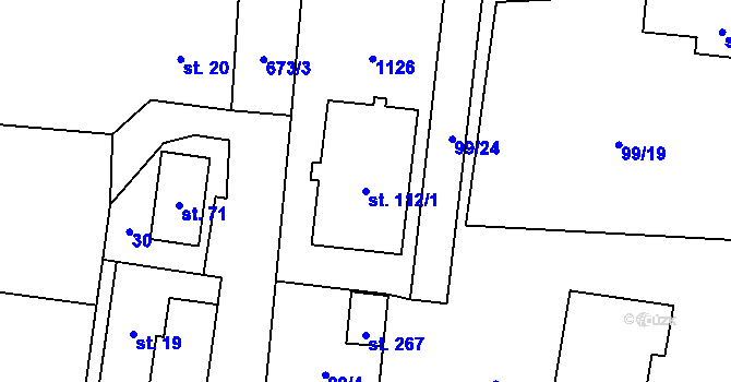 Parcela st. 112/1 v KÚ Zvíkovec, Katastrální mapa