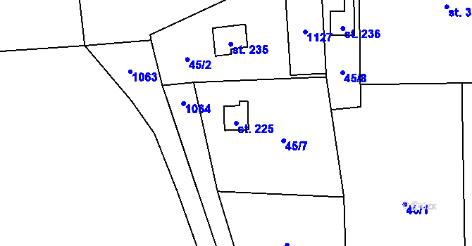 Parcela st. 225 v KÚ Zvíkovec, Katastrální mapa
