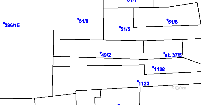 Parcela st. 49/2 v KÚ Zvíkovec, Katastrální mapa