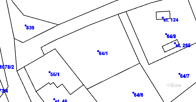 Parcela st. 64/1 v KÚ Zvíkovec, Katastrální mapa