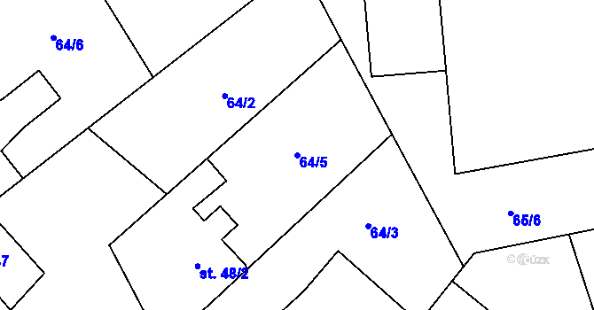 Parcela st. 64/5 v KÚ Zvíkovec, Katastrální mapa