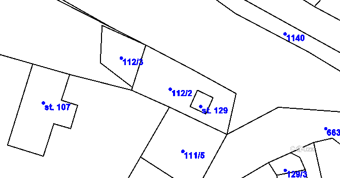 Parcela st. 112/2 v KÚ Zvíkovec, Katastrální mapa