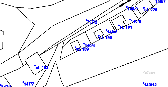 Parcela st. 140/4 v KÚ Zvíkovec, Katastrální mapa