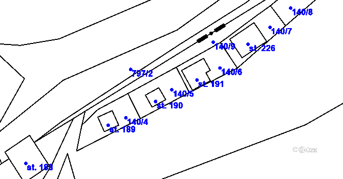 Parcela st. 140/5 v KÚ Zvíkovec, Katastrální mapa