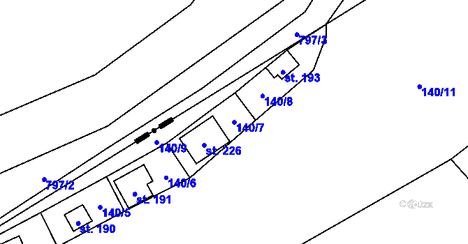 Parcela st. 140/7 v KÚ Zvíkovec, Katastrální mapa