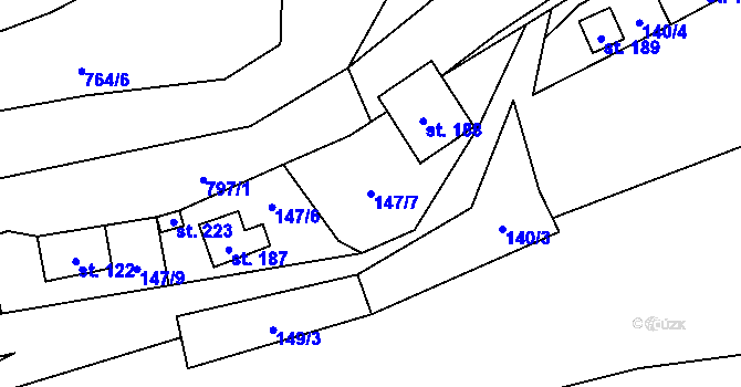 Parcela st. 147/7 v KÚ Zvíkovec, Katastrální mapa