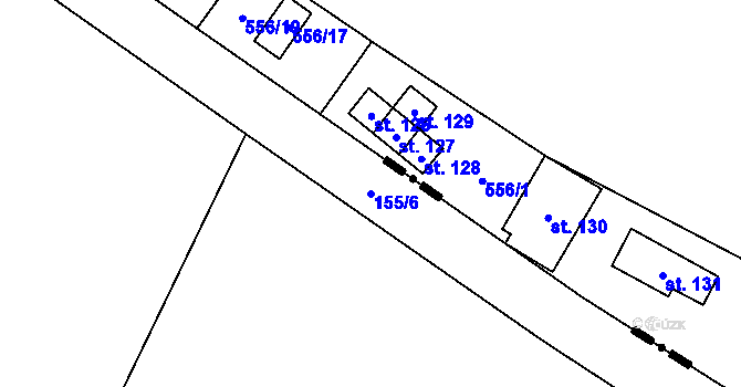 Parcela st. 155/6 v KÚ Zvíkovec, Katastrální mapa