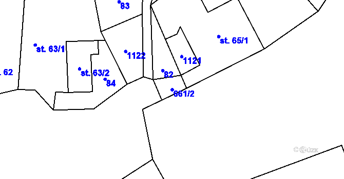 Parcela st. 661/2 v KÚ Zvíkovec, Katastrální mapa