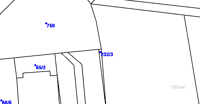 Parcela st. 232/3 v KÚ Zvíkovec, Katastrální mapa